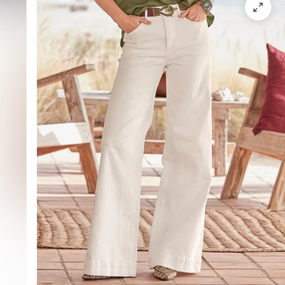 DRIFTWOOD Cream Wide Leg Flare Jeans